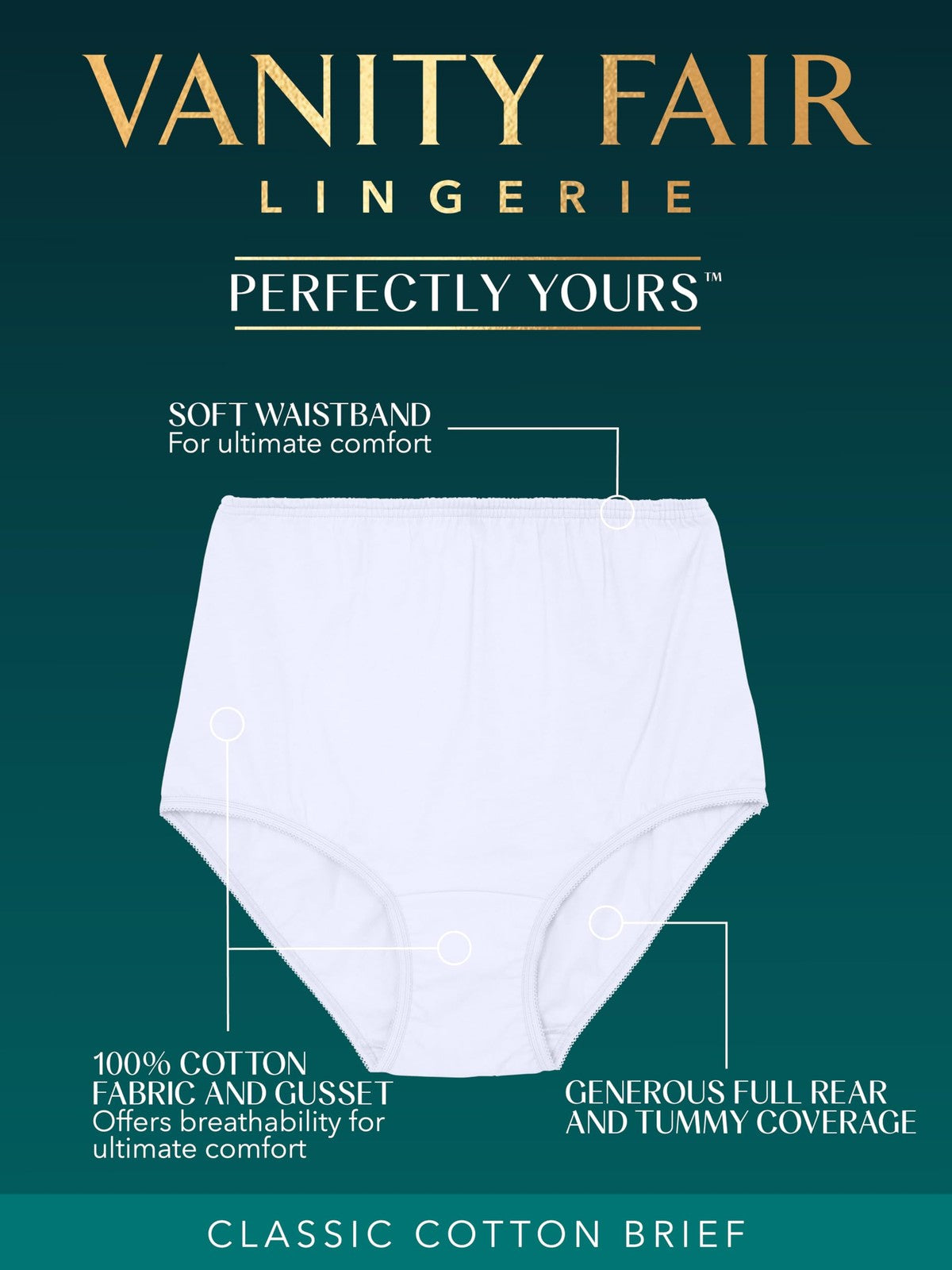 Vanity Fair Women's Briefs 3 Pack High Waisted Cotton Fawn 6