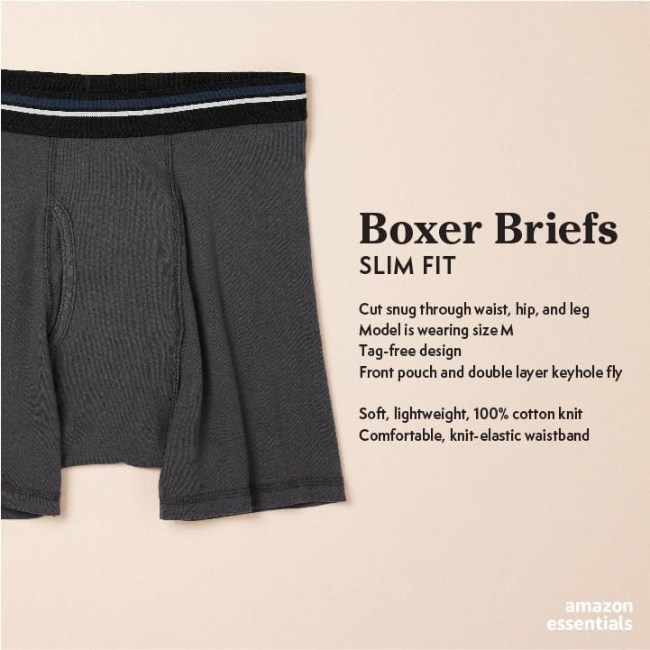 Men's Boxer Briefs 5-Pack, Cotton, Tag-Free, Medium, Mixed Prints