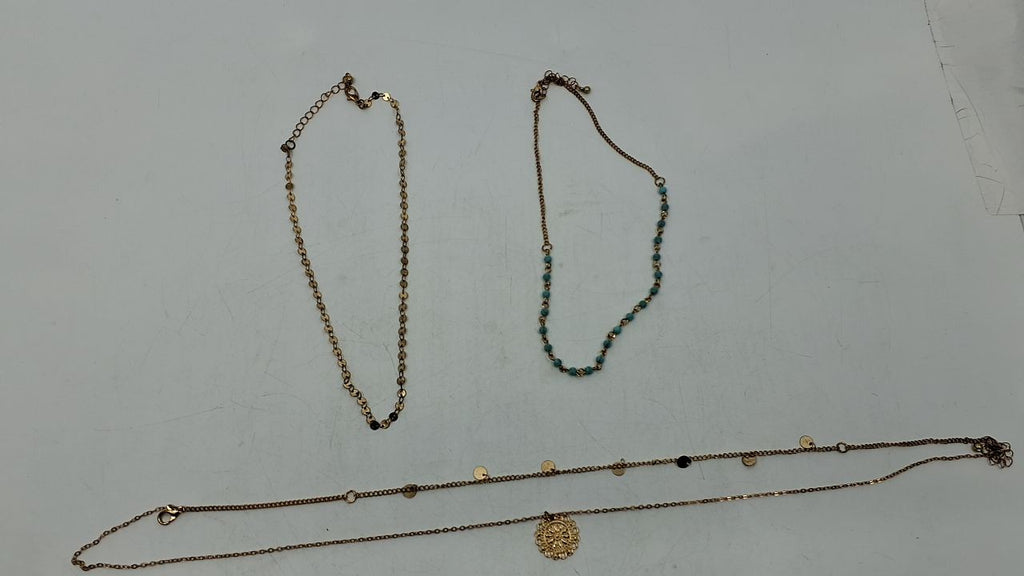 Gold Layered Turquoise Necklace 22.3in Boho Coin Pendant Jewelry