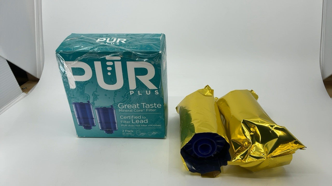 Genuine PUR PLUS Faucet Filter 2-Pack, 3-in-1 Mineral Filtration, Blue