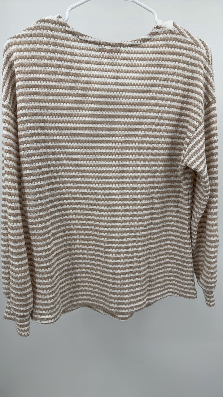 Striped Button Detail Long Sleeve T-Shirt