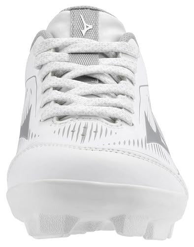 Cushionrevo Finch Jr. Girls Softball Cleat, White-Silver, Size 3 Big Kid