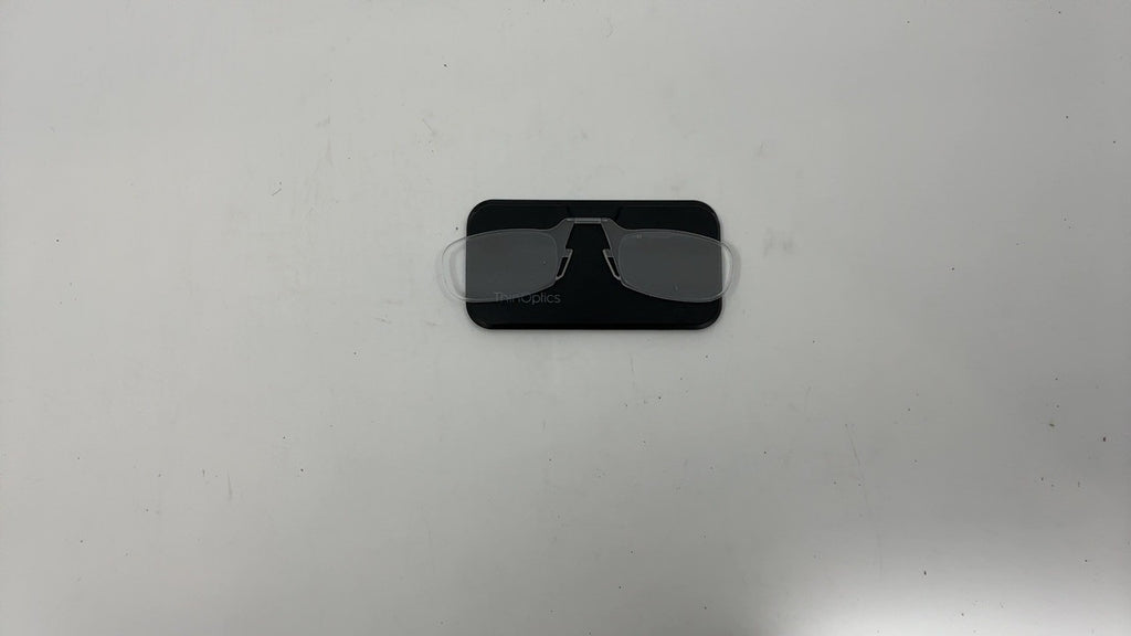ThinOptics Reading Glasses 2.00 w/ Black Case, Clear Frames, 44 mm