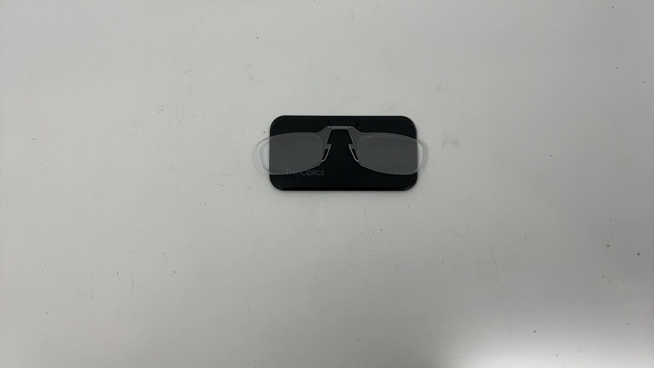 ThinOptics Reading Glasses 2.00 w/ Black Case, Clear Frames, 44 mm
