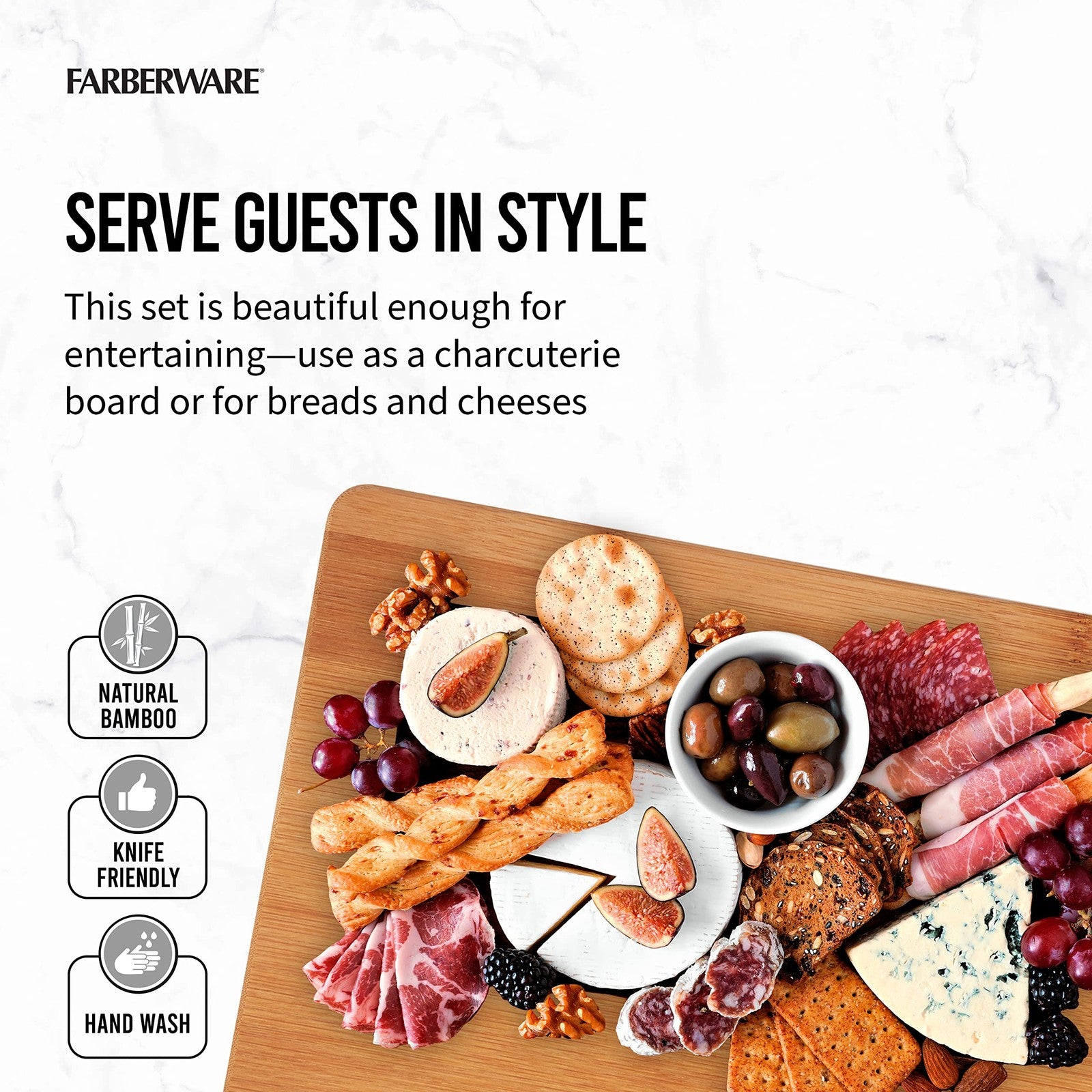 Reversible Bamboo Cutting Boards Set of 3, Meal Prep & Serving