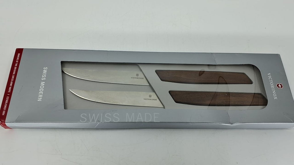 2-Piece Victorinox 5" Steak Knife Set, Walnut Wood, Ergonomic Design