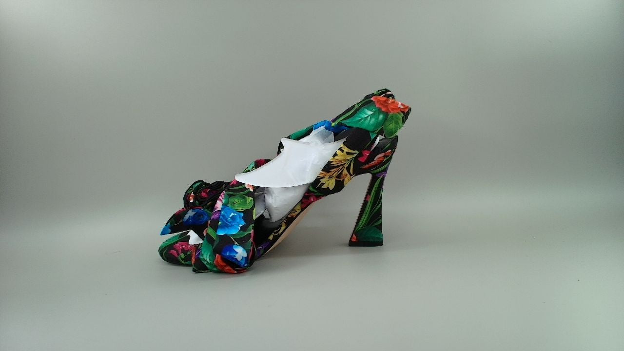 Nine West Women's Krave Heeled Sandal, Black Lush Floral Multi 002, 9