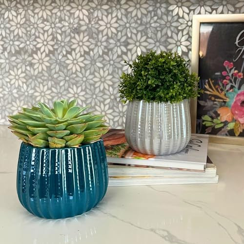 Lightweight 4" Ceramic Planter Pot - Turquoise, Indoor/Outdoor Use