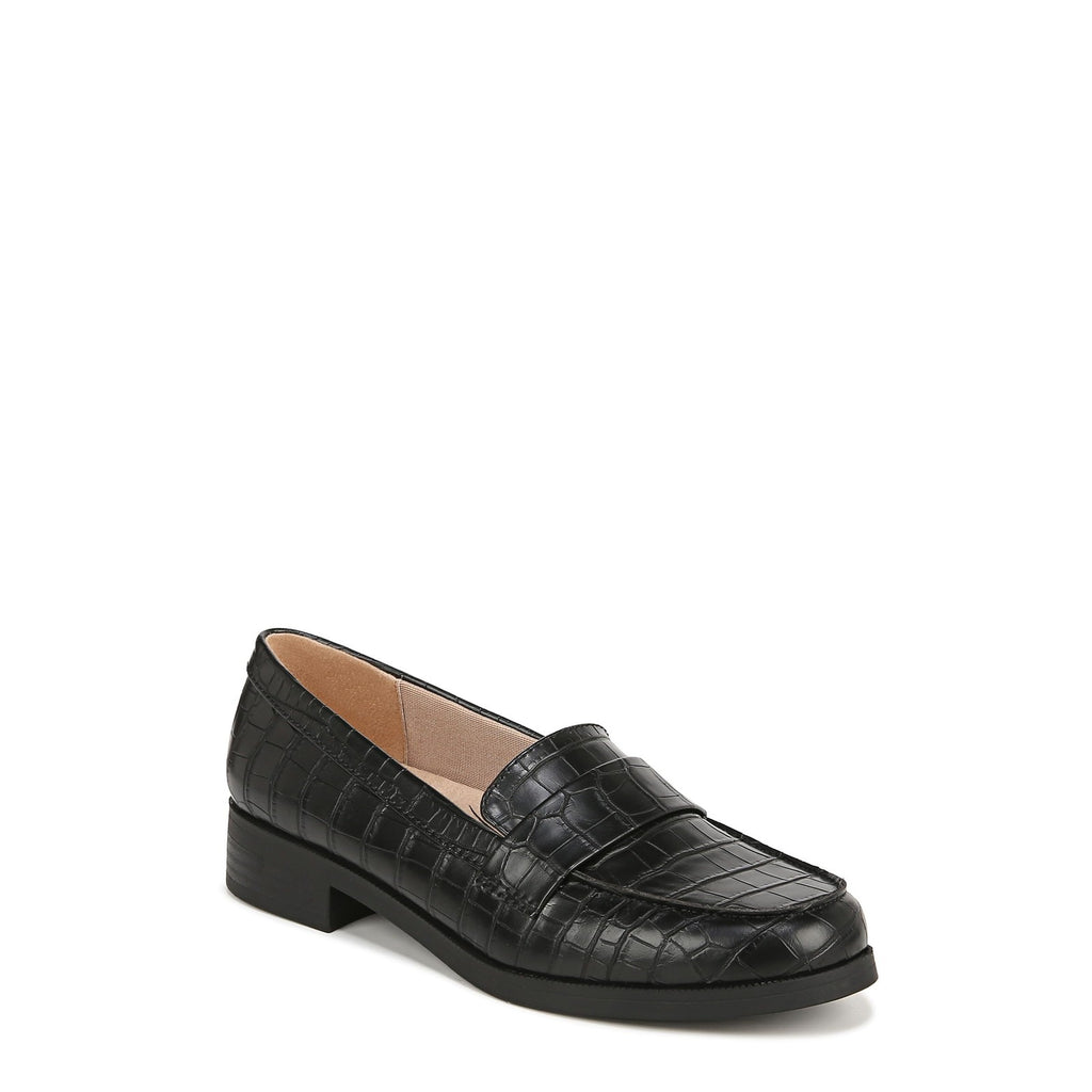 LifeStride Womens Sonoma 2 Slip On Loafers Black Croco 7.5 M