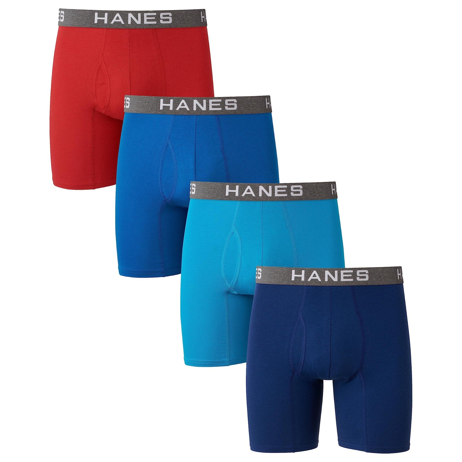 Hanes Men's Boxer Briefs 4-Pack, Small, Ultra Soft Cotton Modal, Red/Blue/Navy