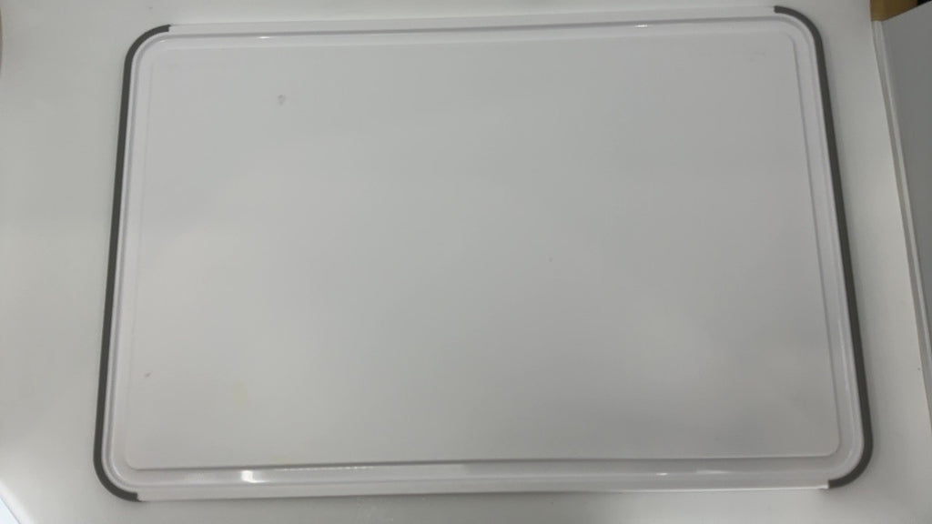 KitchenAid Classic 12x18 Plastic Cutting Board, White/Gray, Dishwasher Safe