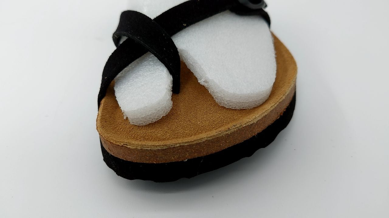 Cushionaire Luna Crossover Sandals Black 10W Cork Footbed Slides