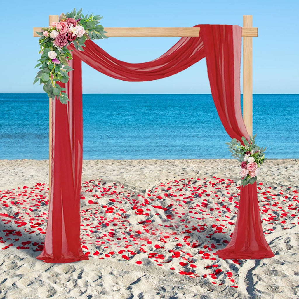 18ft Red Chiffon Draping Fabric for Wedding Arch & Party Decor