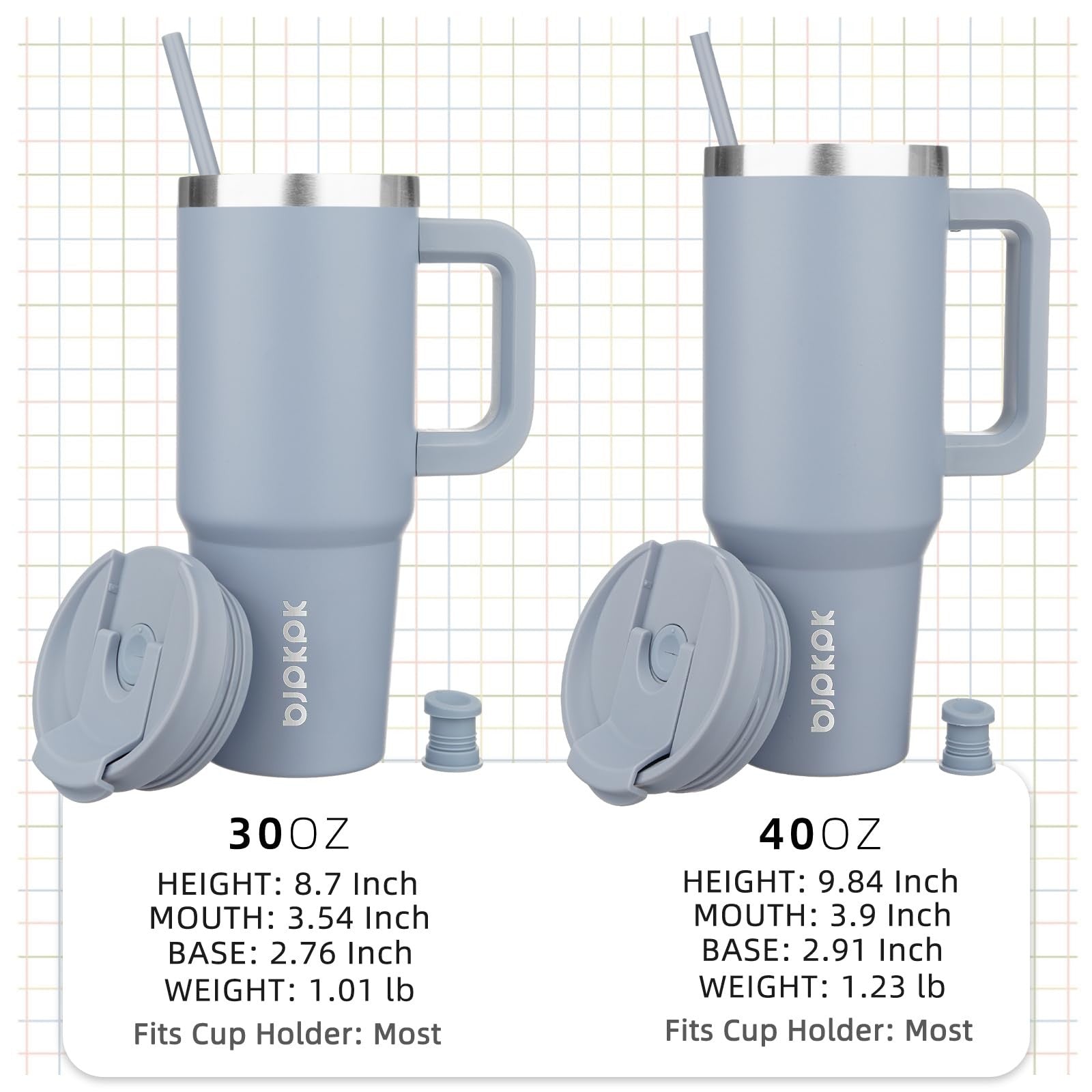 30oz Double Wall Insulated Tumbler w/ Handle - Stainless Steel, Blue