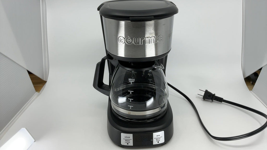 5 Cup Gourmia Coffee Maker, One-Touch Brew, Black, EZ-View Water Window