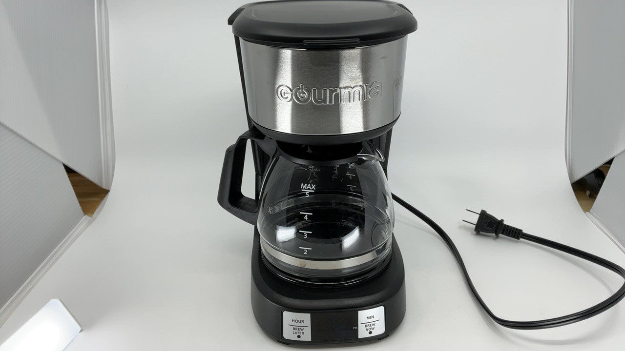 5 Cup Gourmia Coffee Maker, One-Touch Brew, Black, EZ-View Water Window