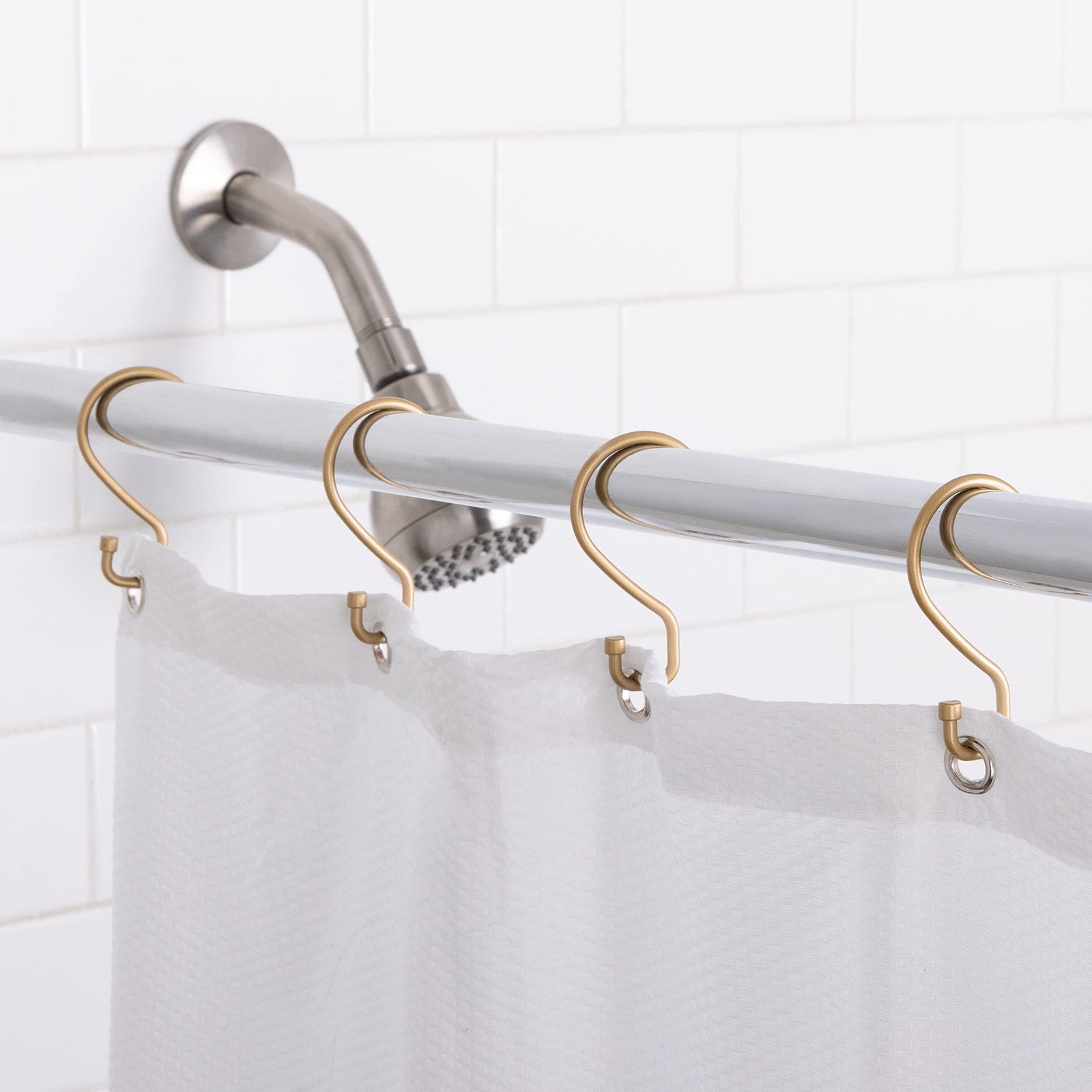 Multipurpose S-Hook Rings - 12 Pack Satin Gold for Curtains & More