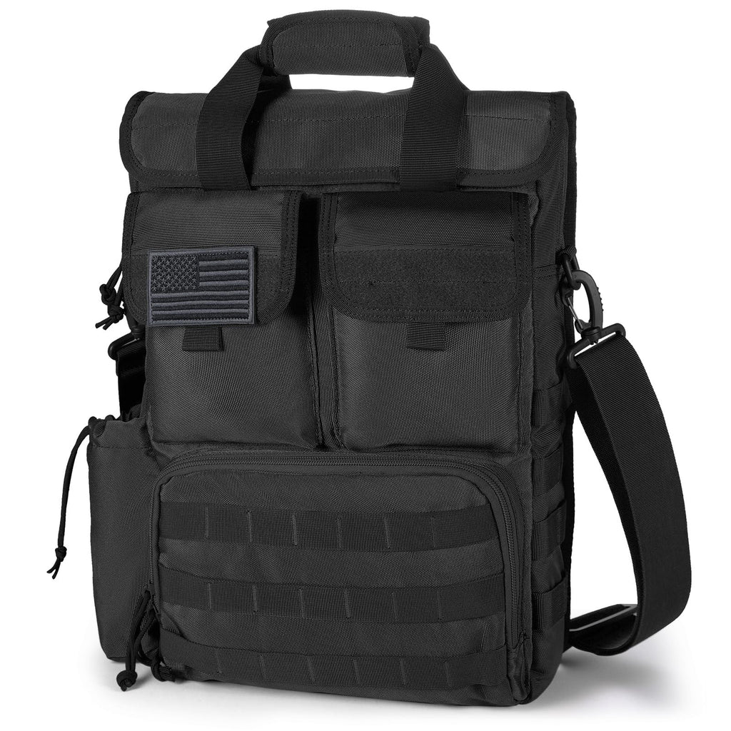 Durable Black Tactical Messenger Bag 17.3 in Sling Shoulder Pack
