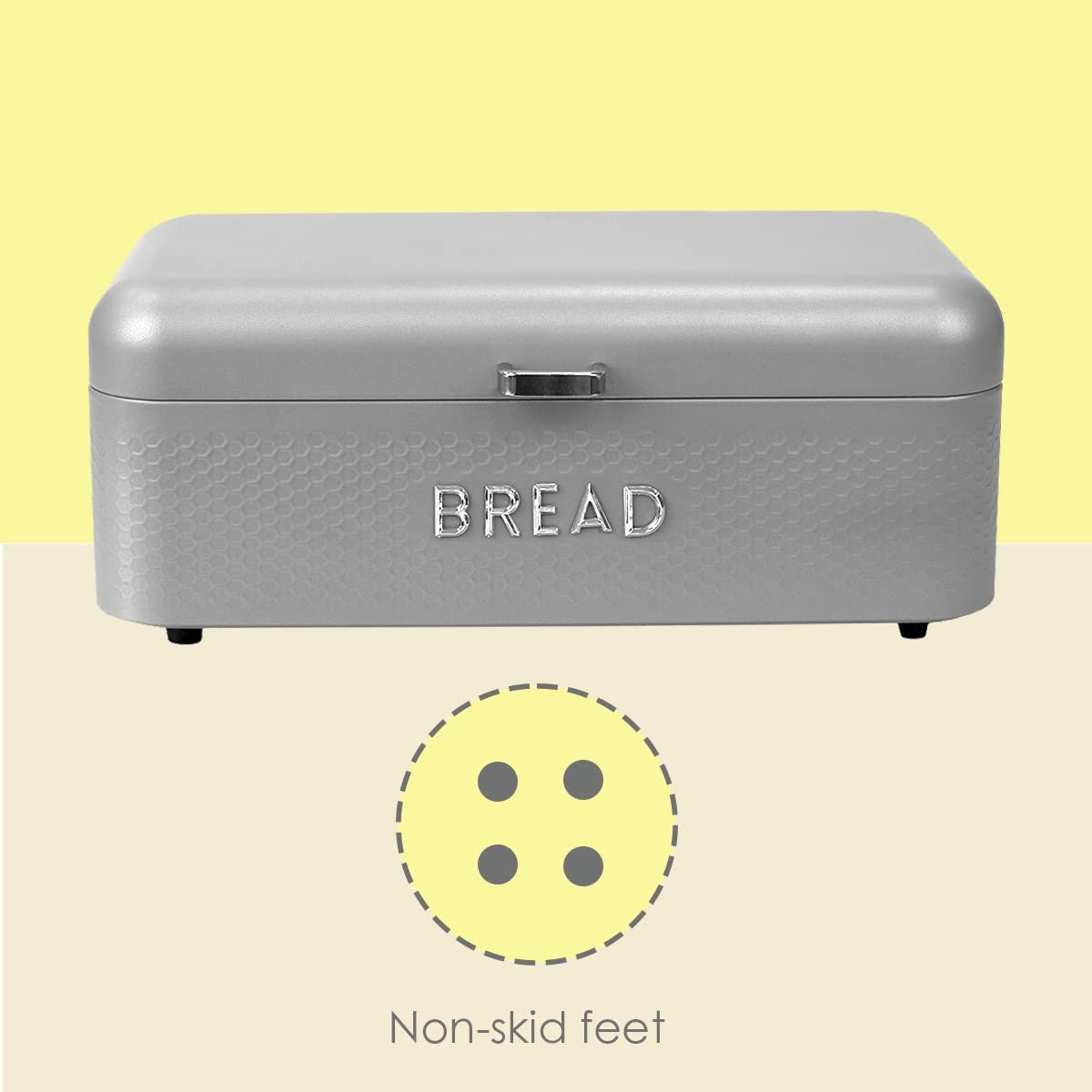 Soho Grey Bread Box - Large Metal Storage for Loaves & Baked Goods