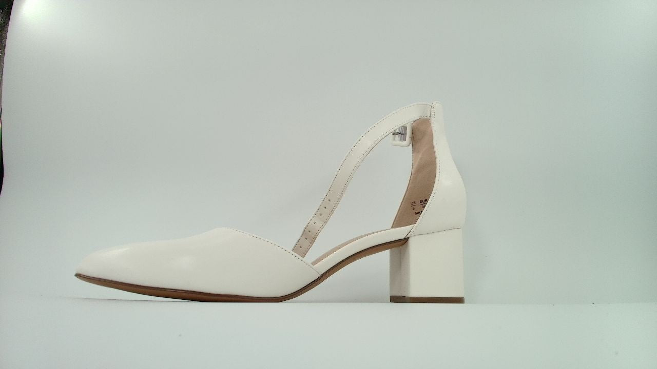 Ankis Closed Toe Heels for Women -White Toe Heels Low Block Ankle -2.25", 8