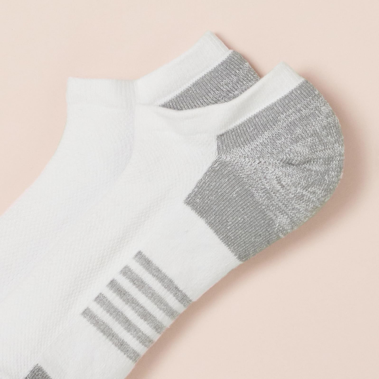 6 Pairs Men's Athletic No-Show Socks, Cotton Cushioned, White, 8-12