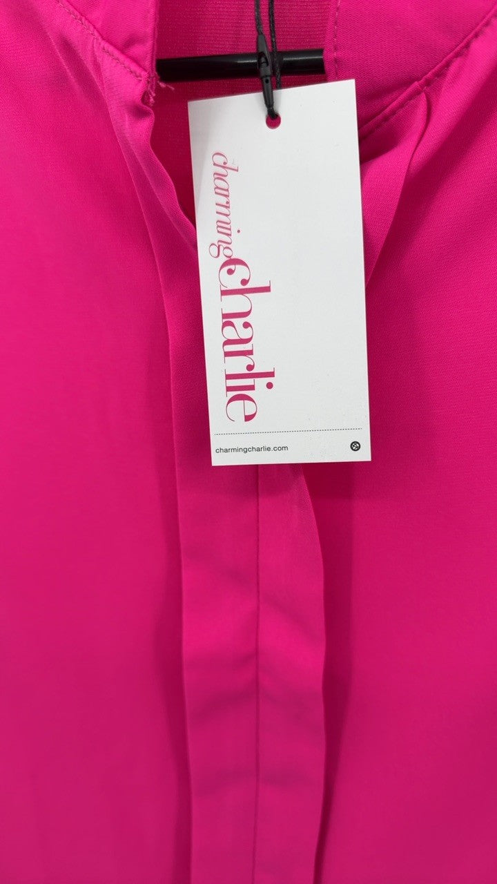 Ruffle Sleeve Notched Blouse