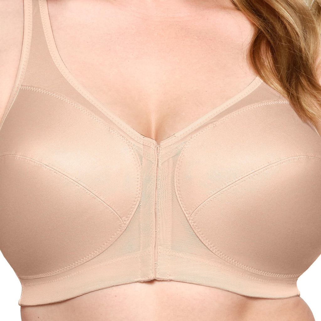MagicLift Full Figure Bra 42F Wirefree Front Closure Café #1265