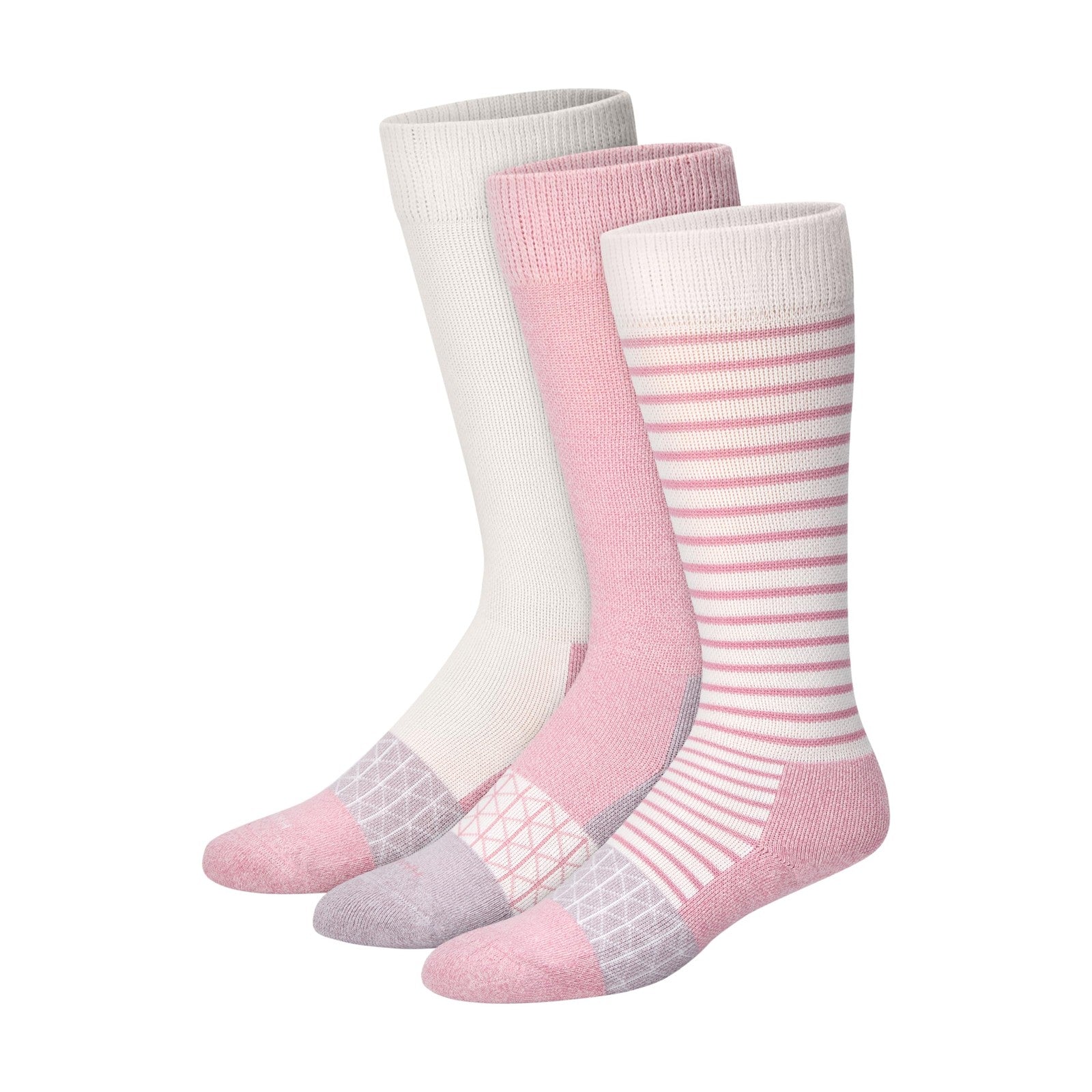 Hanes Women's 3-Pack Mild Compression Socks, Over-The-Calf, Pink/Tan/Green