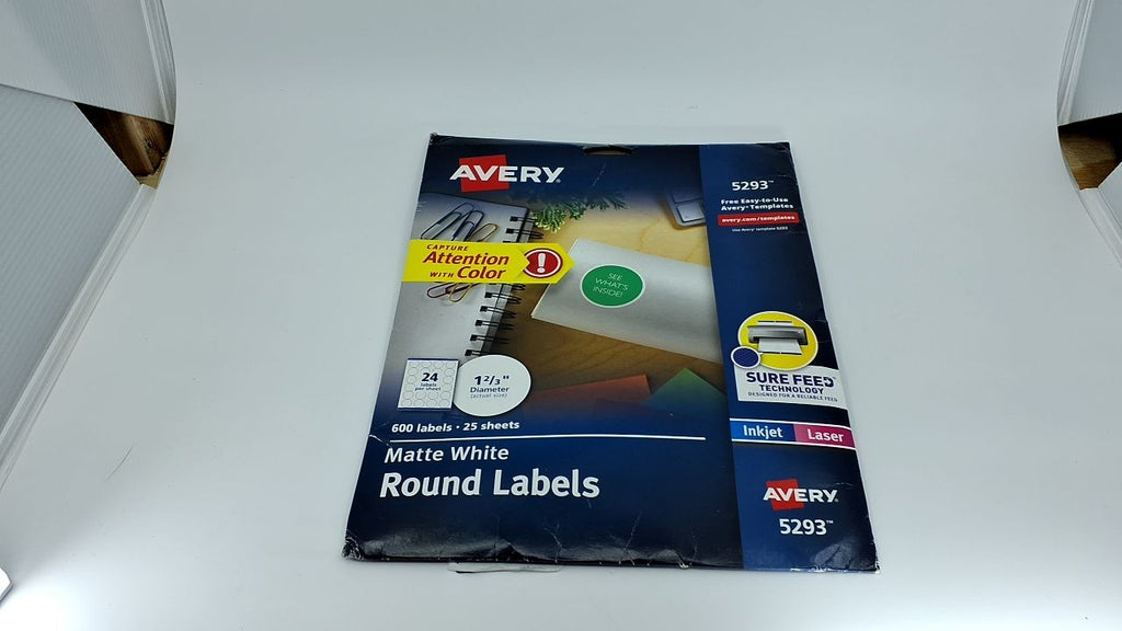 High Visibility Round Labels, 1-2/3" Diameter, White, 600 Labels