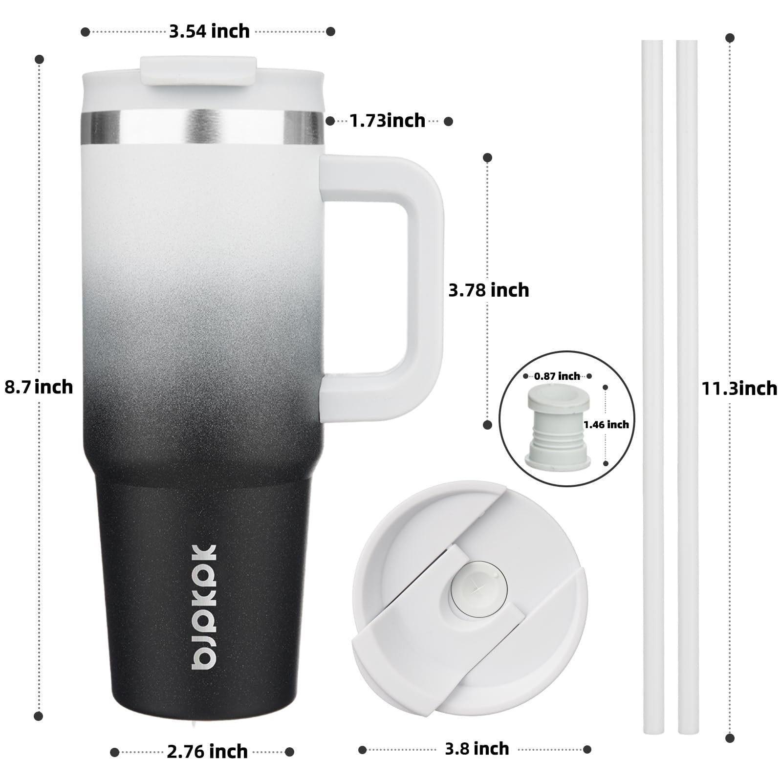 BJPKPK 30oz Stainless Steel Tumbler w/ Handle, Lid & Straw, Day & Night