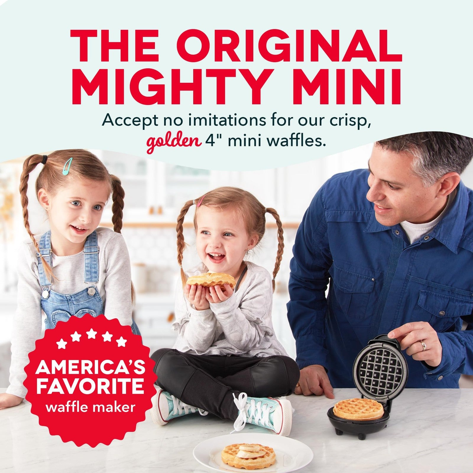 DASH Mini Waffle Maker 4in Nonstick Black Waffle Iron w/ Recipe Guide