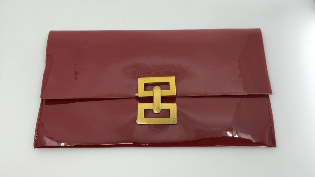 Burgundy Metallic Clutch Evening Bag, One Size, Envelope Design