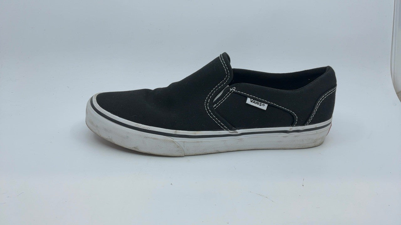 Vans Women’s Slip-On Sneakers, Asher Model, Black/White, 9.5
