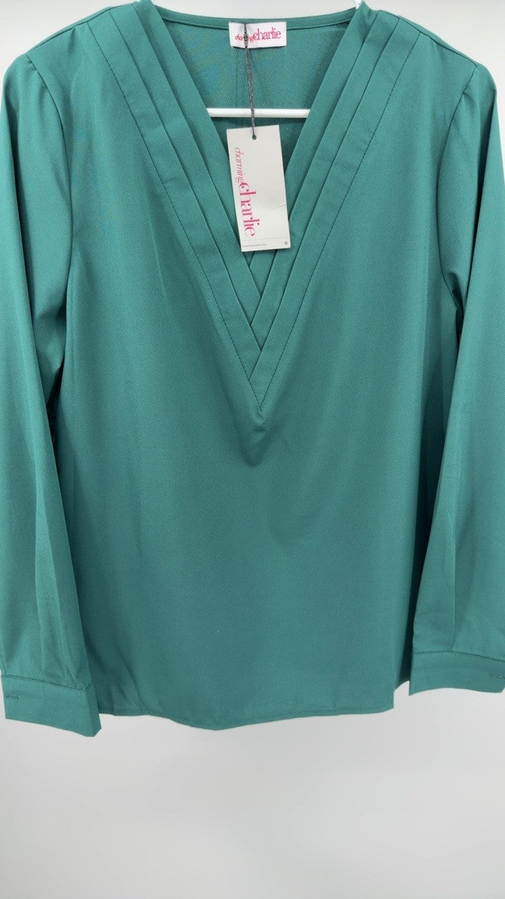 Layered V-Neck Long Sleeve Blouse