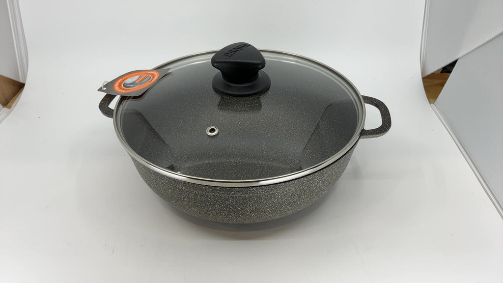 3.5Qt IMUSA Fuzion Nonstick Caldero, Cast Aluminum, Black w/ Glass Lid