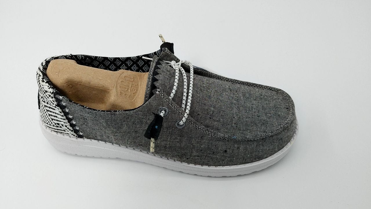 HEYDUDE Women's Wendy Chambray Woven Onyx Size 9