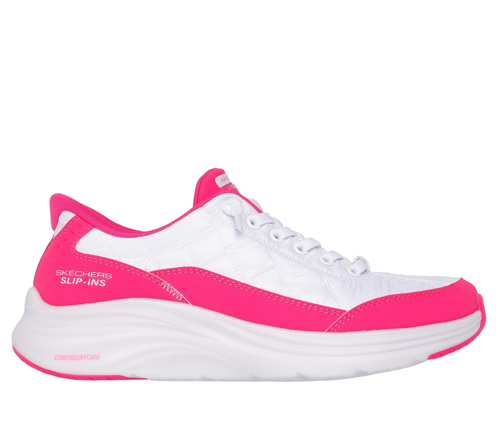 Skechers Sport Women's Cozy Fit Slip-Ins Sneaker, White/Hot Pink, Size 9
