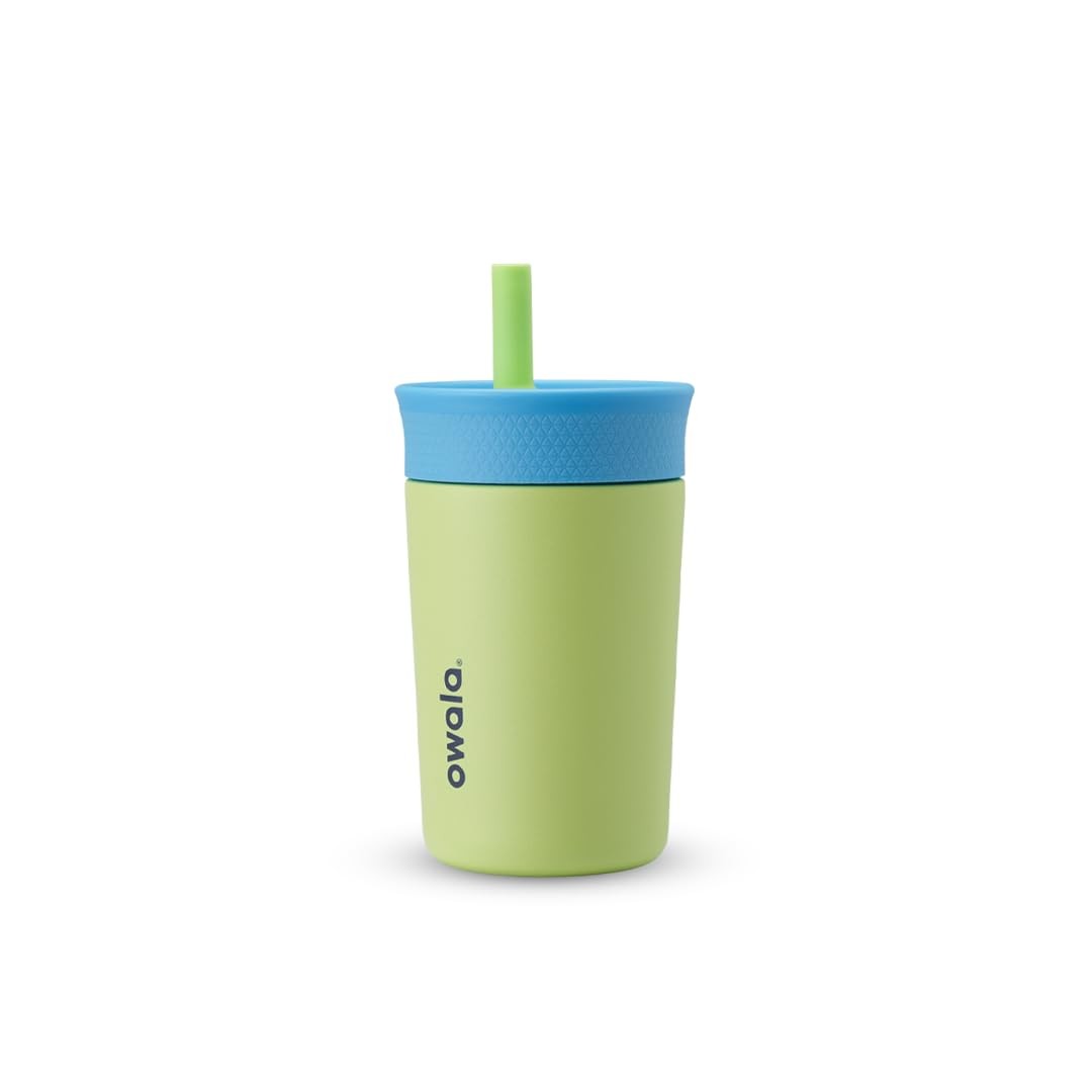 Owala Kids 12 Oz Tumbler Blue & Light Green, Spill Resistant Straw