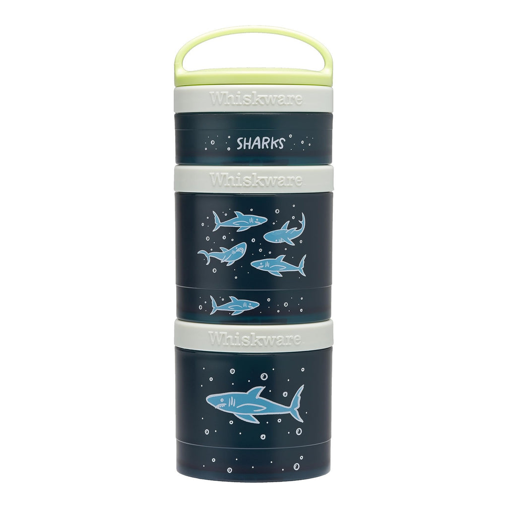 Whiskware Snack Cups Set, 3 Stackable, Travel-Friendly, Sharks