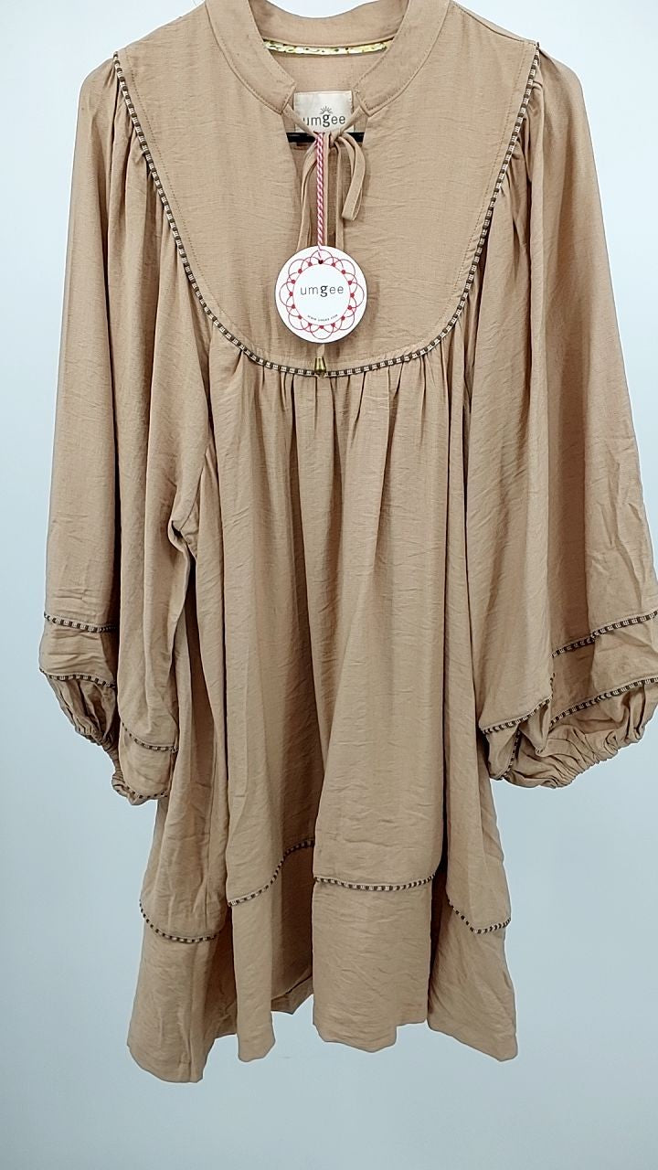 Umgee Boho Peasant Mini Dress with Trim Detail