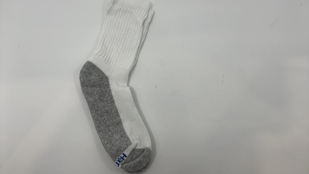 Hanes Boys Large Crew Socks 12-Pair Pack White/Grey Cushioned