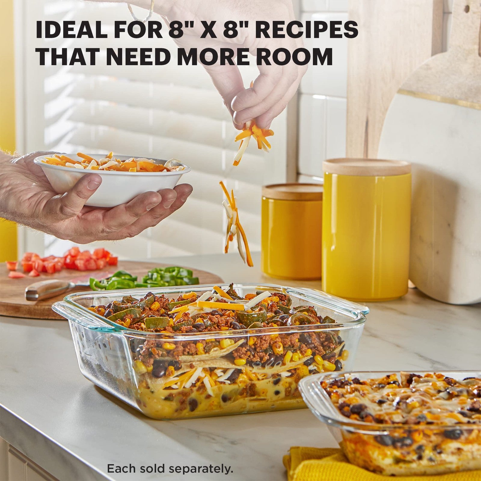 Pyrex 8x8 Deep Glass Baking Dish w/ Plastic Lid, Oven & Microwave Safe