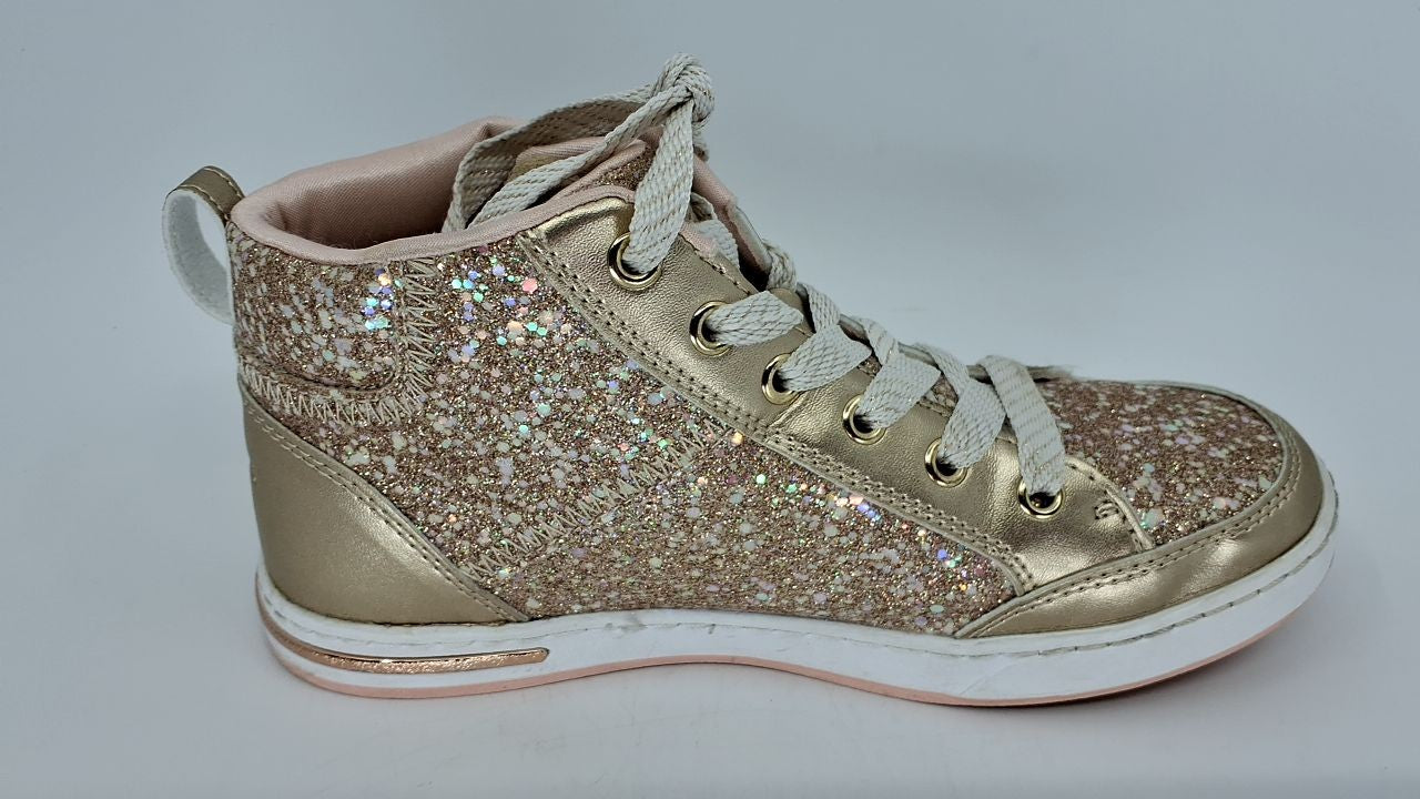 Skechers Kids Girls Shoutouts 2.0-Glitter Queen Sneaker, Gold, 4 Big Kid