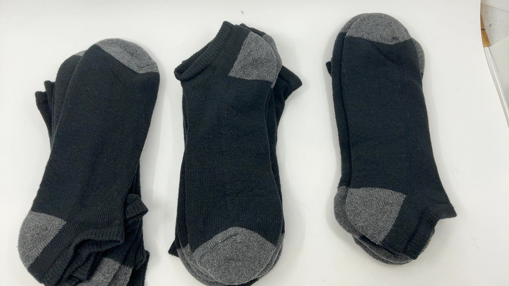 Men's Cushioned Athletic Socks, 10 Pairs, Black, No-Show, Size 13-15