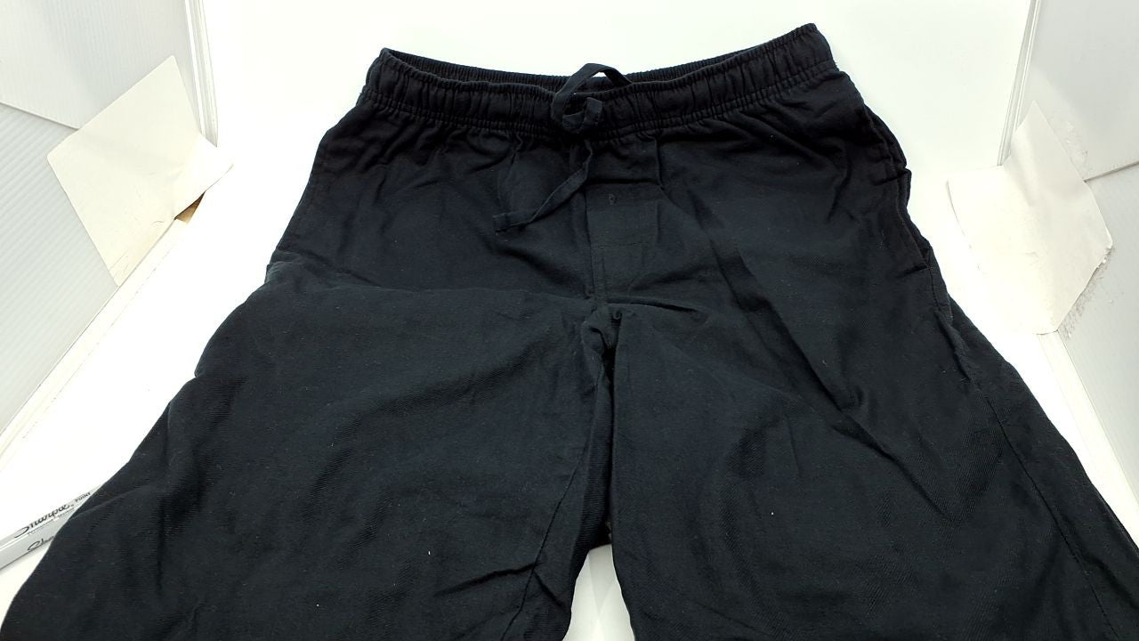 X-Small Black Flannel Pajama Pants for Men, Comfortable Sleepwear Size X-Small