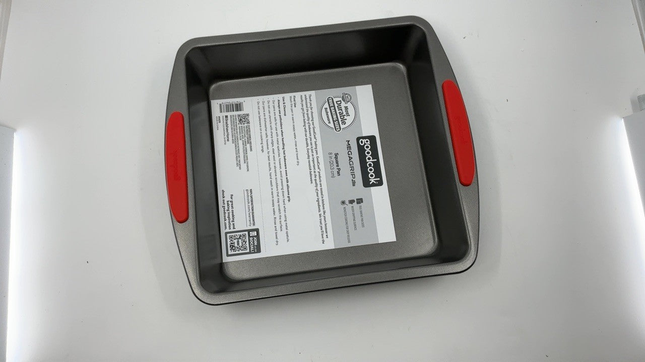8x8-Inch Non-Stick Baking Pan w/ Silicone Grip Handles - Gray