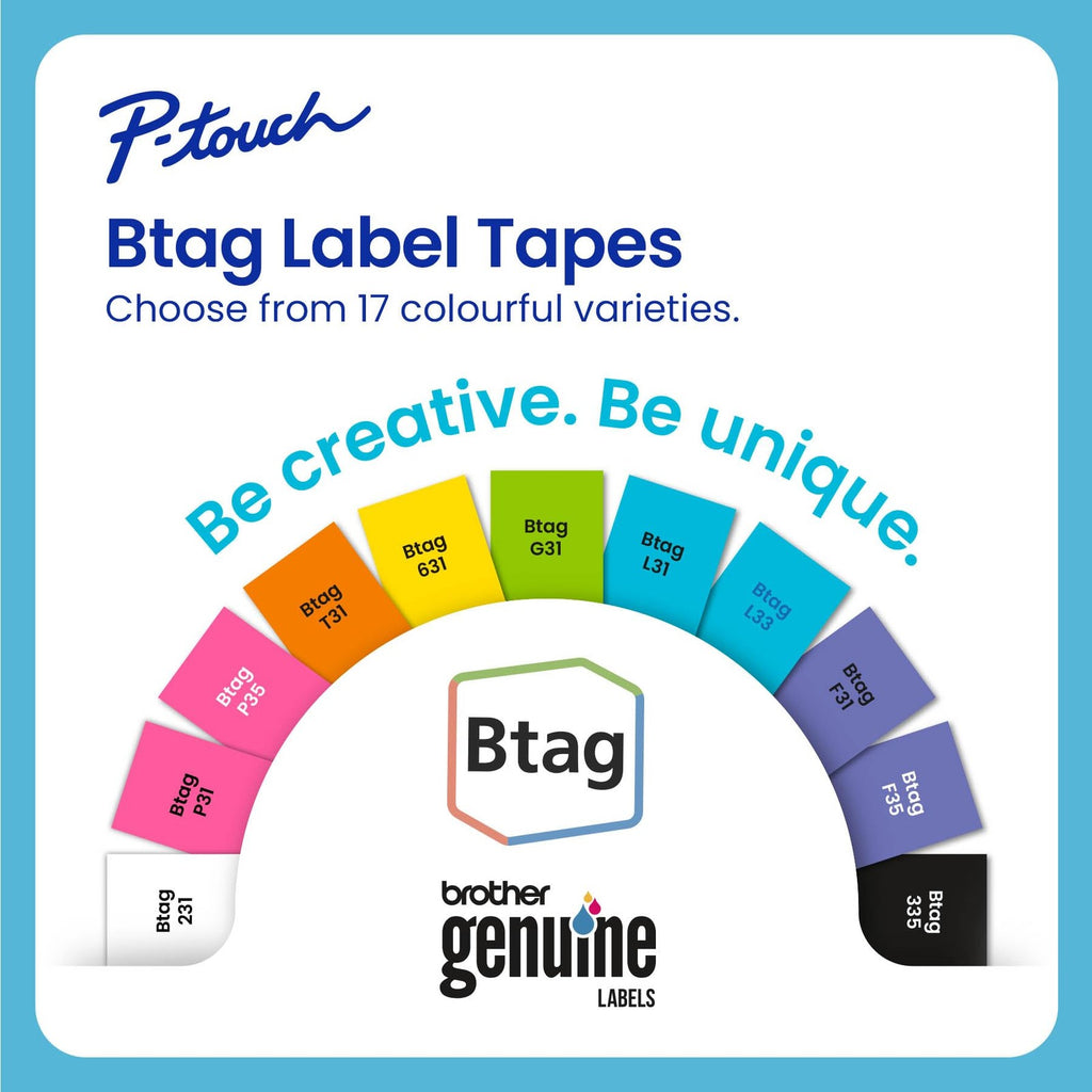 Brother P-Touch Btag131 Label Tape 1/2in x 13.1ft Black on Clear