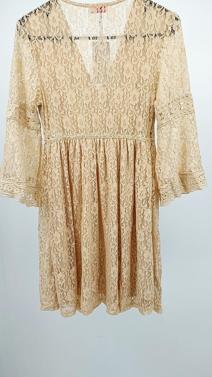 Lace V-Neck Three-Quarter Sleeve Dress