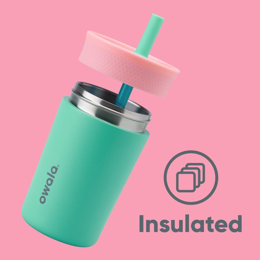 Owala Kids Insulated Tumbler 12 Oz Pink & Teal Spill Resistant