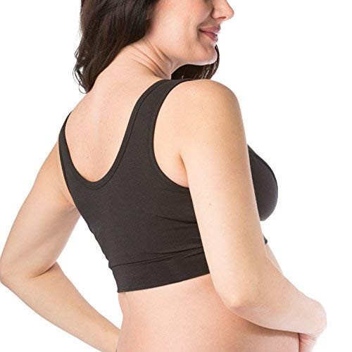 Fishers Finery Womens Breastfeeding Nursing Bra with Nursing Pads (Blk, L)
